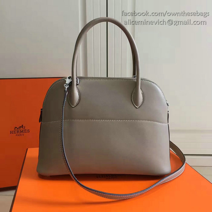 Hermes Bolide 27 Bag in Grey Swift Leather HB2701