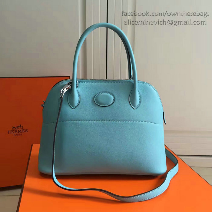 Hermes Bolide 27 Bag in Light Blue Swift Leather HB2701