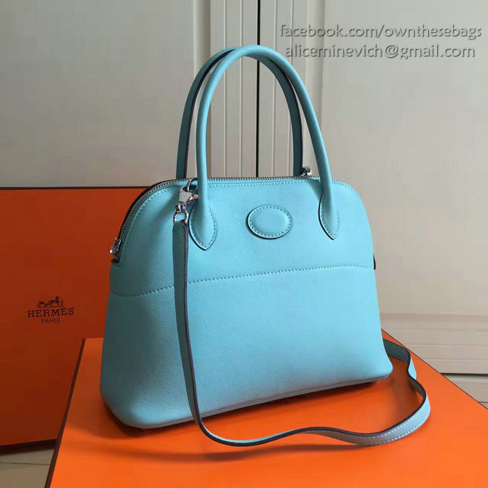 Hermes Bolide 27 Bag in Light Blue Swift Leather HB2701