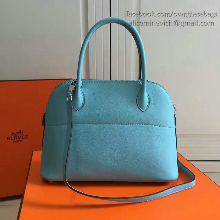 Hermes Bolide 27 Bag in Light Blue Swift Leather HB2701