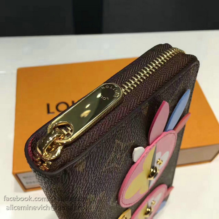 Louis Vuitton Monogram Canvas Lovely Bird Zippy Wallet Pink M62413