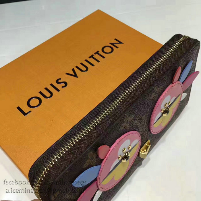 Louis Vuitton Monogram Canvas Lovely Bird Zippy Wallet Pink M62413