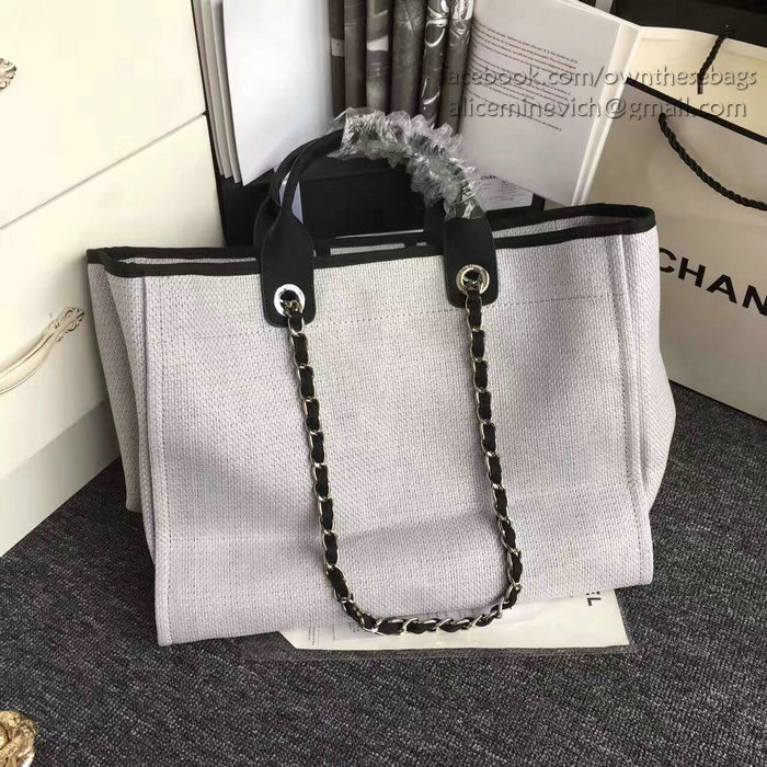 Chanel Grey Canvas Large Deauville Shopping Bag A68046