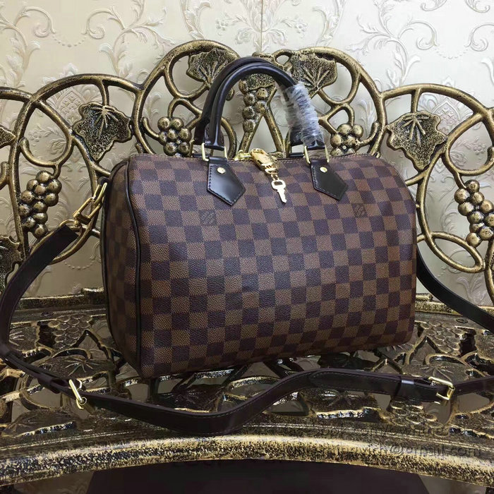 Louis Vuitton Damier Ebene Canvas Speedy Bandouliere Bag N41366