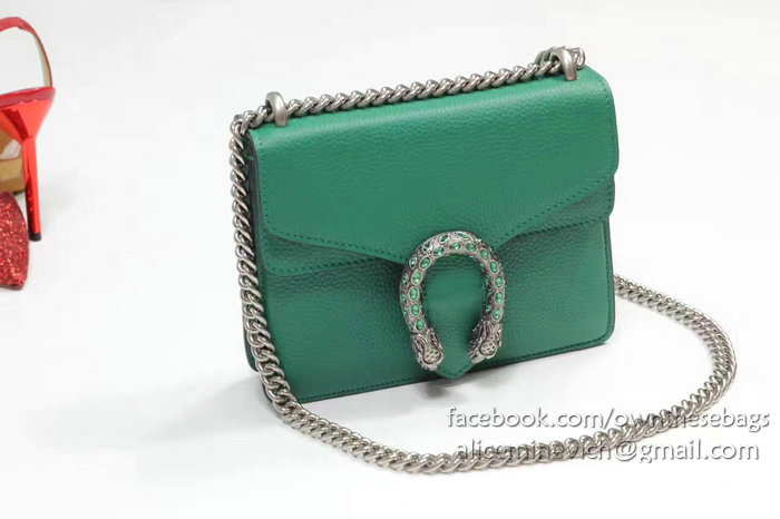 Gucci Dionysus Leather Mini Bag Green 421970