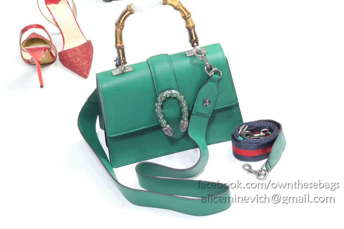 Gucci Dionysus Leather Top Handle Bag Green 448075