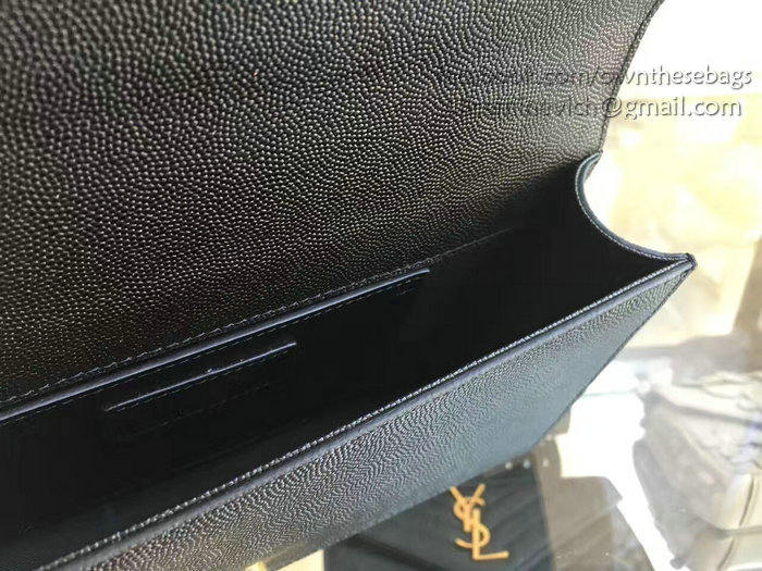 Saint Laurent Cassandre Grained Clutch Bag Black Y230320