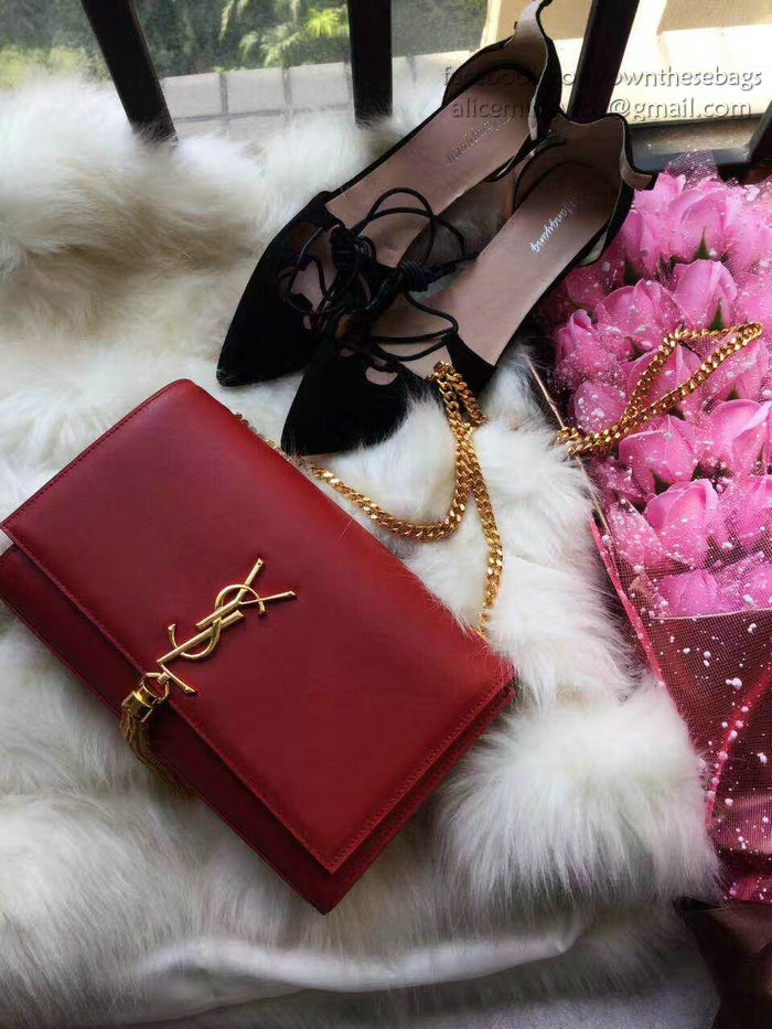 Saint Laurent Medium Kate Monogram Tassel Shoulder Bag Burgundy Y121270