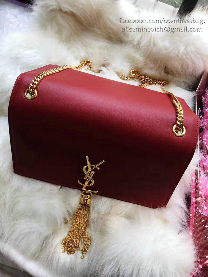 Saint Laurent Medium Kate Monogram Tassel Shoulder Bag Burgundy Y121270