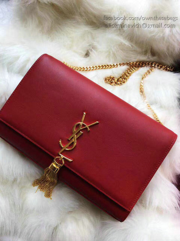 Saint Laurent Medium Kate Monogram Tassel Shoulder Bag Burgundy Y121270