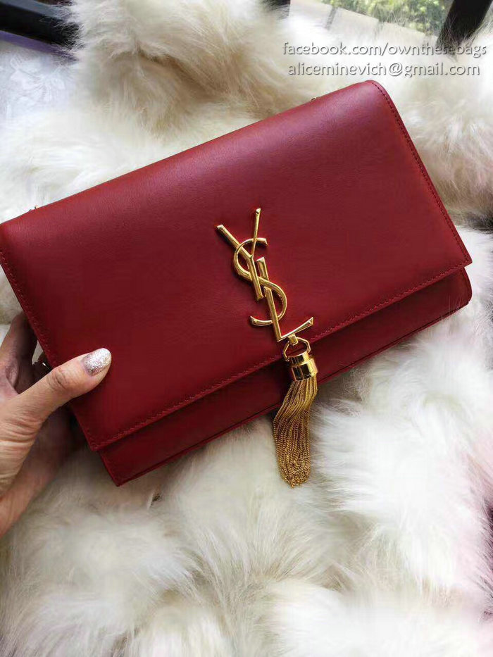 Saint Laurent Medium Kate Monogram Tassel Shoulder Bag Burgundy Y121270