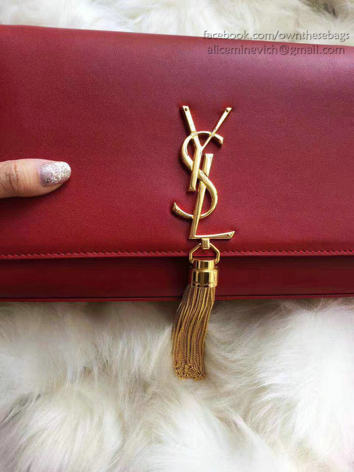 Saint Laurent Medium Kate Monogram Tassel Shoulder Bag Burgundy Y121270