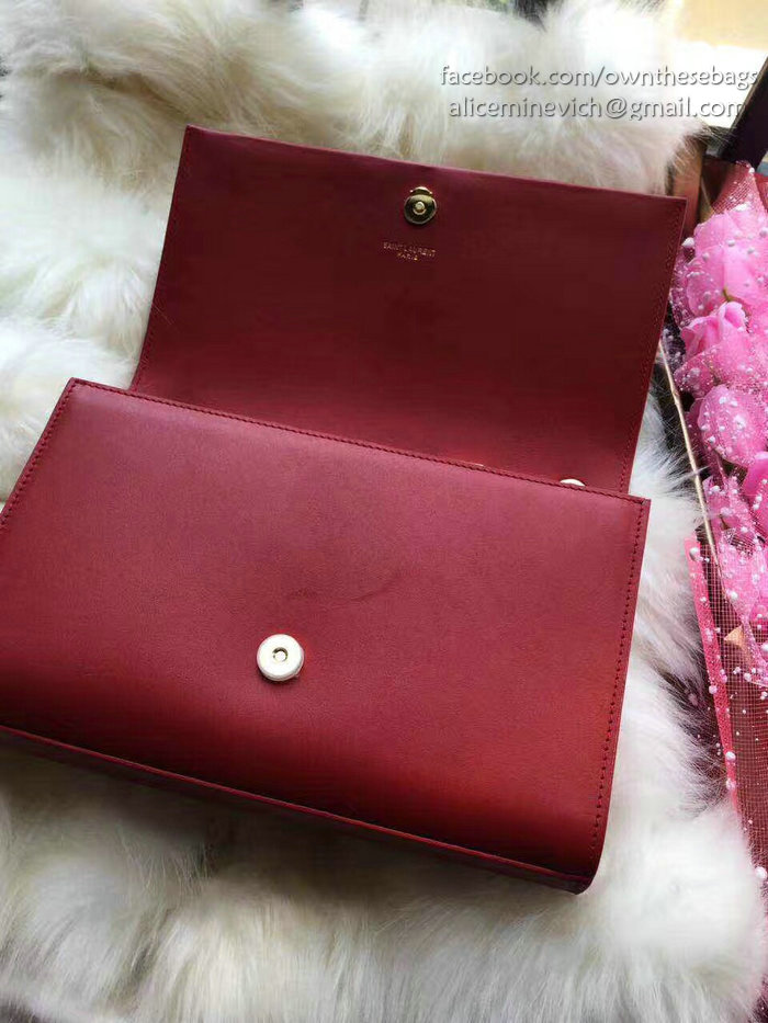 Saint Laurent Medium Kate Monogram Tassel Shoulder Bag Burgundy Y121270