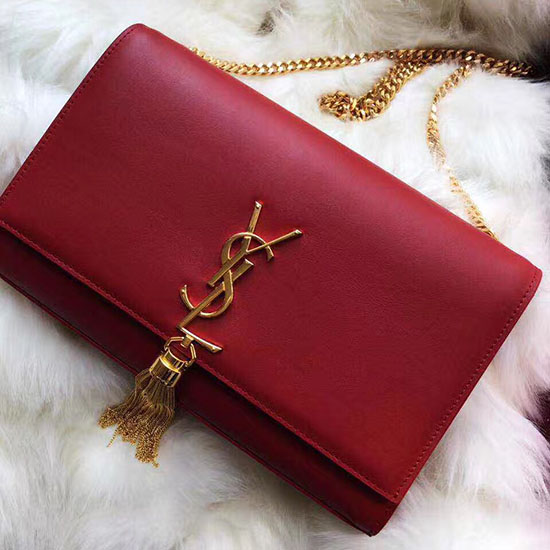 Saint Laurent Medium Kate Monogram Tassel Shoulder Bag Burgundy Y121270