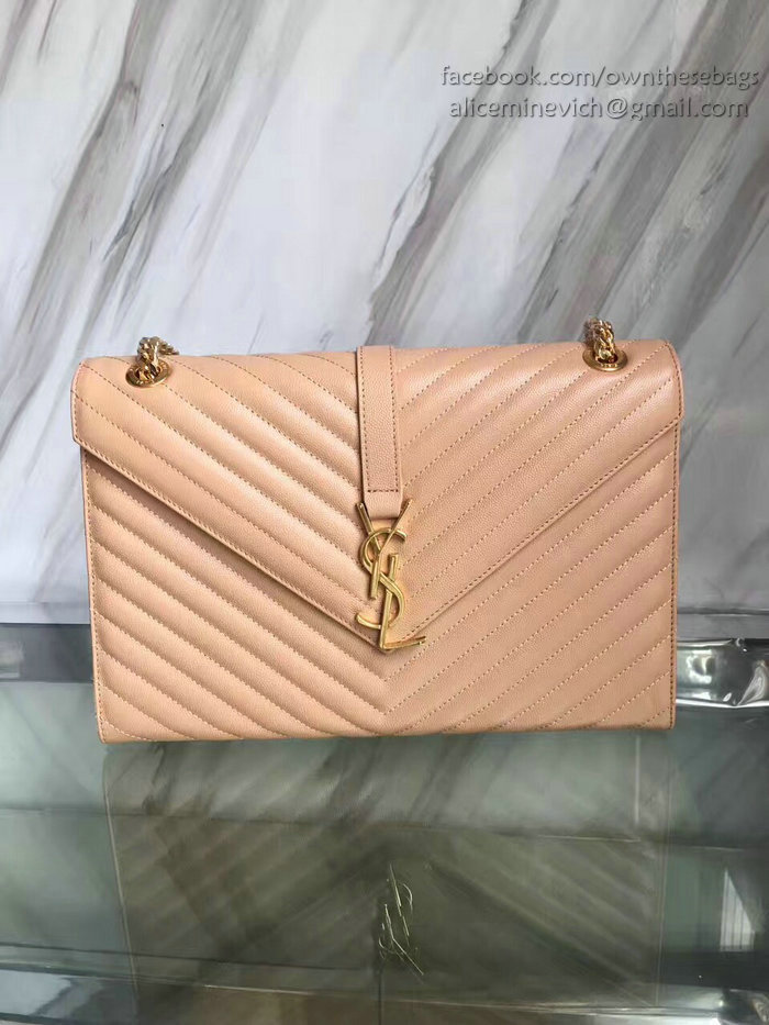 Saint Laurent Monogram Large Grained Chain Shoulder Bag Beige Y230310