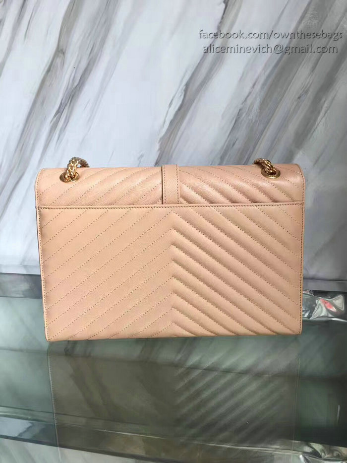 Saint Laurent Monogram Large Grained Chain Shoulder Bag Beige Y230310