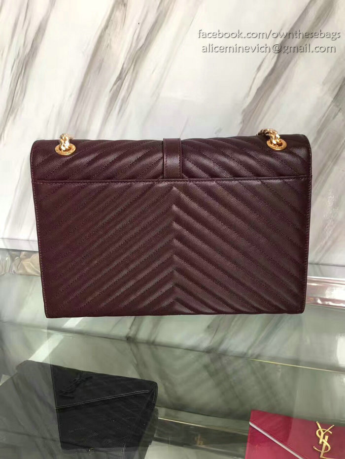 Saint Laurent Monogram Large Grained Chain Shoulder Bag Burgundy Y230310