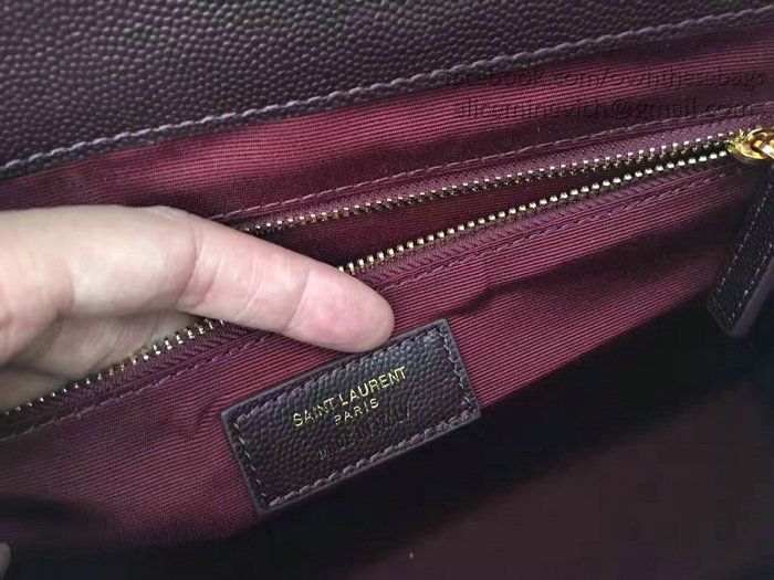 Saint Laurent Monogram Large Grained Chain Shoulder Bag Burgundy Y230310