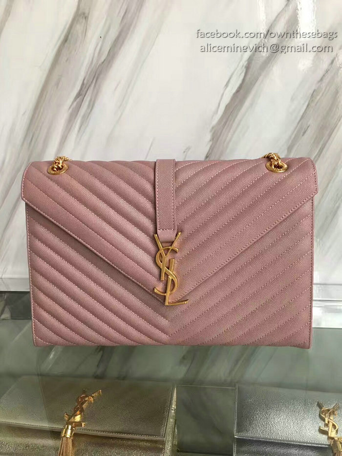 Saint Laurent Monogram Large Grained Chain Shoulder Bag Pink Y230310