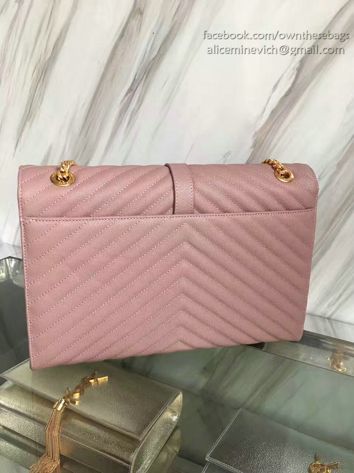 Saint Laurent Monogram Large Grained Chain Shoulder Bag Pink Y230310