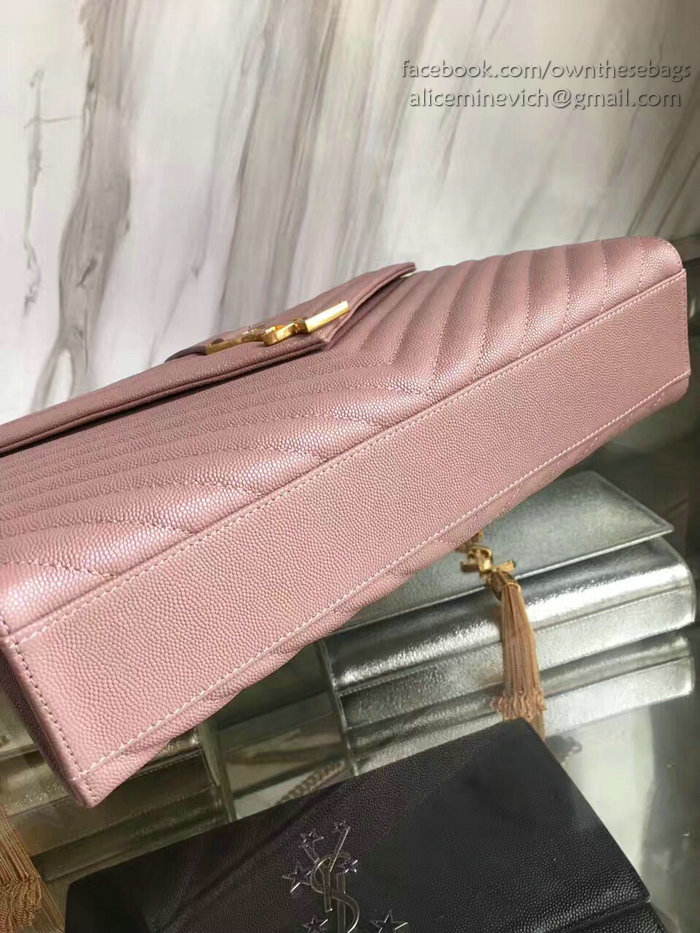 Saint Laurent Monogram Large Grained Chain Shoulder Bag Pink Y230310