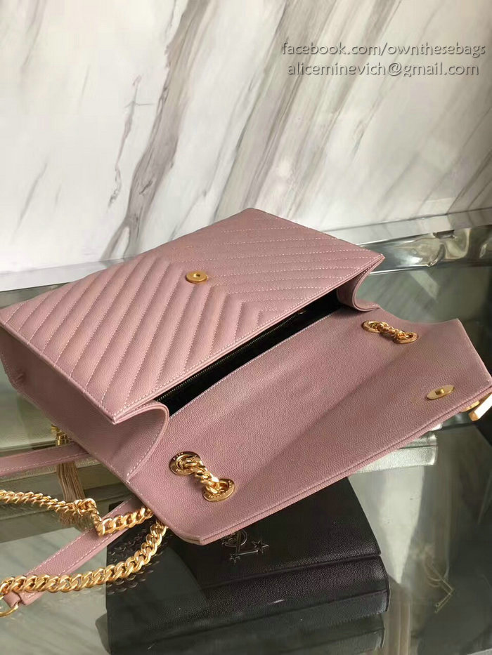 Saint Laurent Monogram Large Grained Chain Shoulder Bag Pink Y230310