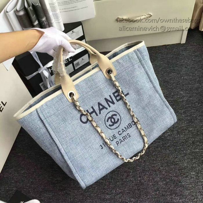 Chanel Blue Canvas Large Deauville Shopping Bag A68046