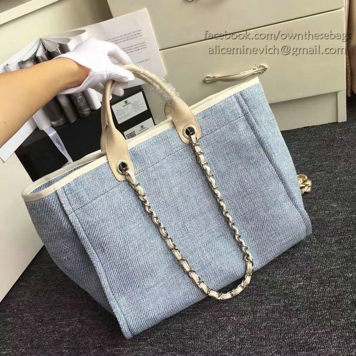 Chanel Blue Canvas Large Deauville Shopping Bag A68046