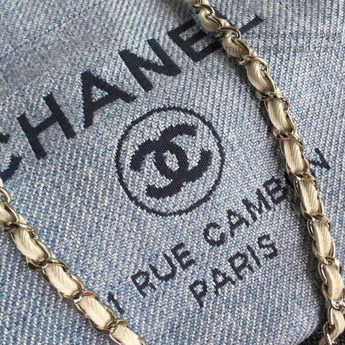 Chanel Blue Canvas Large Deauville Shopping Bag A68046