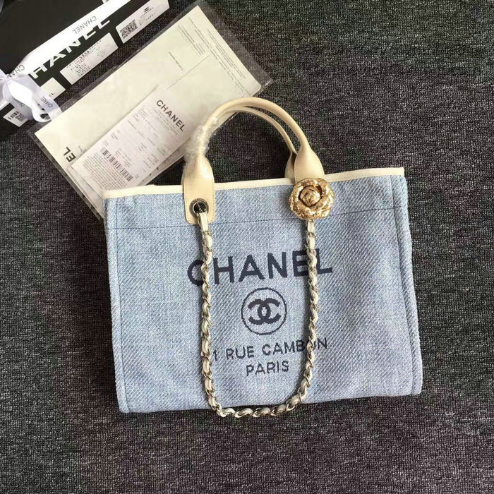 Chanel Blue Canvas Large Deauville Shopping Bag A68046