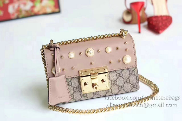 Gucci Padlock Studded GG Supreme Shoulder Bag 432182