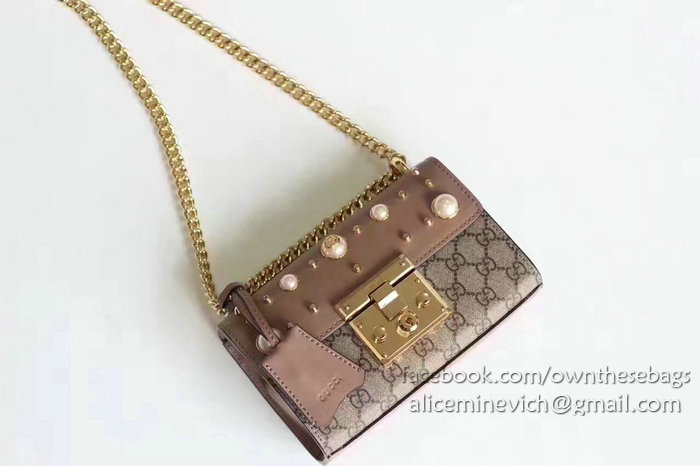 Gucci Padlock Studded GG Supreme Shoulder Bag 432182