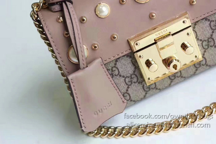 Gucci Padlock Studded GG Supreme Shoulder Bag 432182