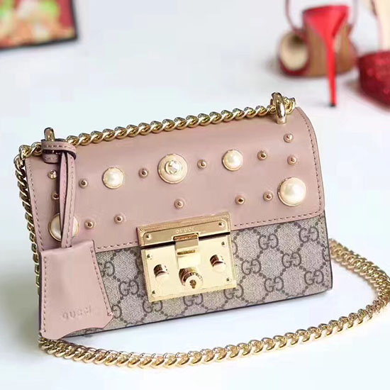 Gucci Padlock Studded GG Supreme Shoulder Bag 432182