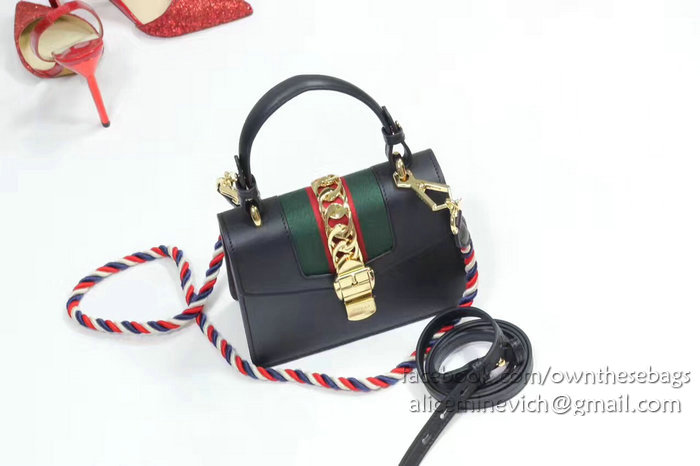 Gucci Sylvie Leather Mini Bag Black 470270