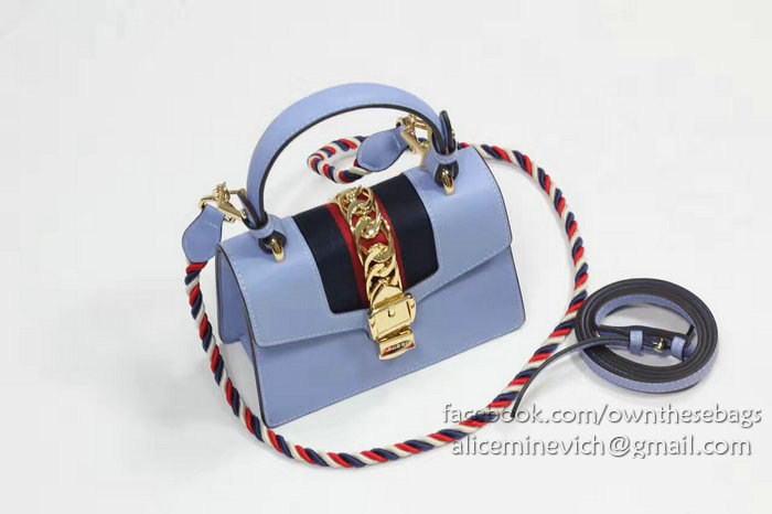 Gucci Sylvie Leather Mini Bag Light Blue 470270