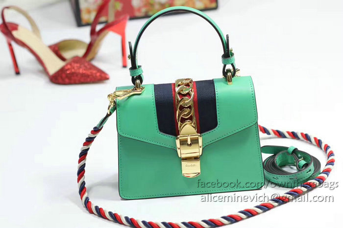 Gucci Sylvie Leather Mini Bag Light Green 470270