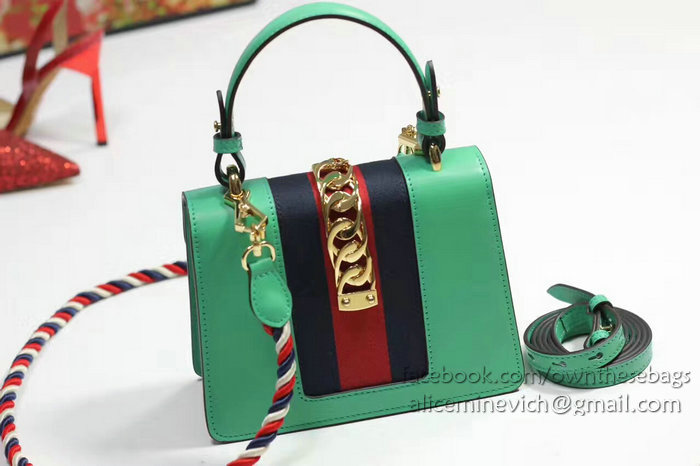 Gucci Sylvie Leather Mini Bag Light Green 470270