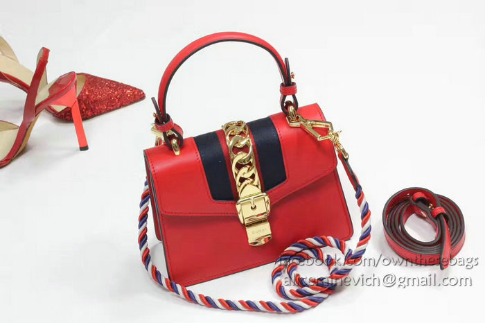 Gucci Sylvie Leather Mini Bag Red 470270