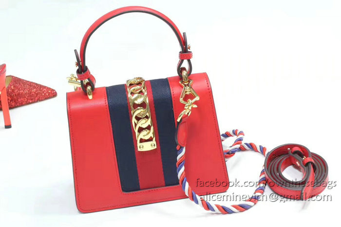 Gucci Sylvie Leather Mini Bag Red 470270