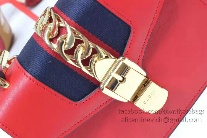 Gucci Sylvie Leather Mini Bag Red 470270