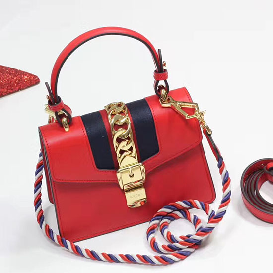 Gucci Sylvie Leather Mini Bag Red 470270