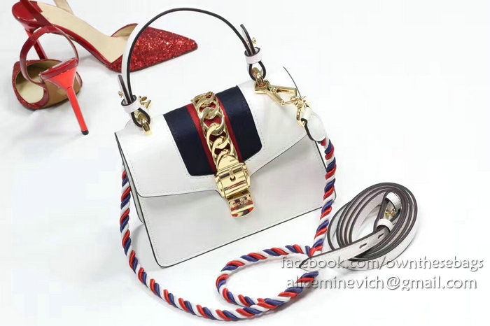 Gucci Sylvie Leather Mini Bag White 470270