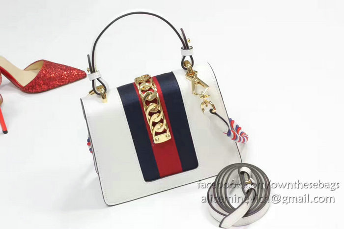 Gucci Sylvie Leather Mini Bag White 470270