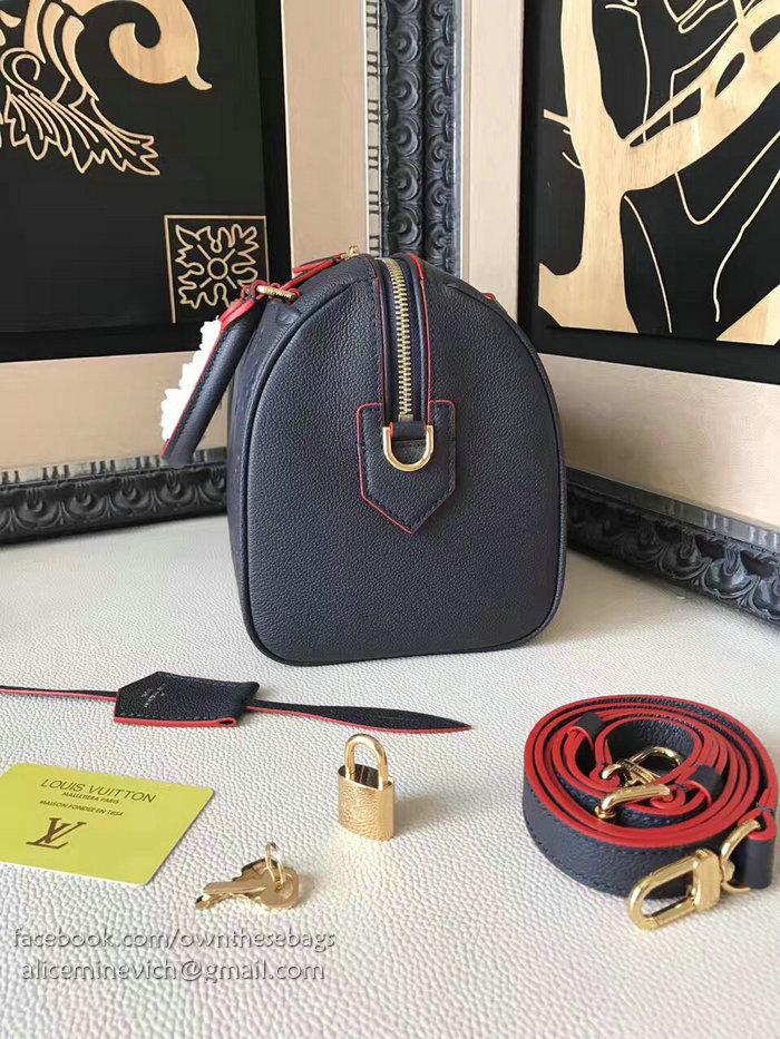 Louis Vuitton Monogram Empreinte Speedy Bandouliere Marine Rouge M43501