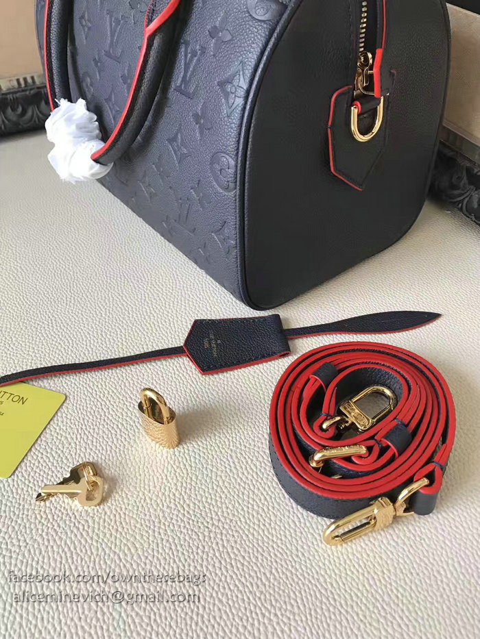 Louis Vuitton Monogram Empreinte Speedy Bandouliere Marine Rouge M43501