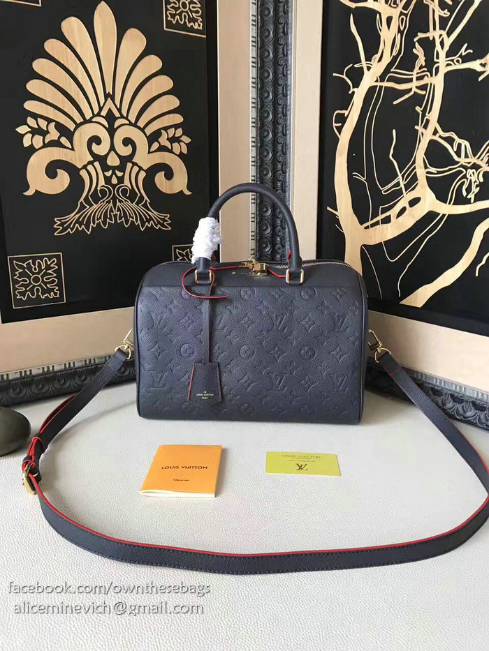 Louis Vuitton Monogram Empreinte Speedy Bandouliere Marine Rouge M43501