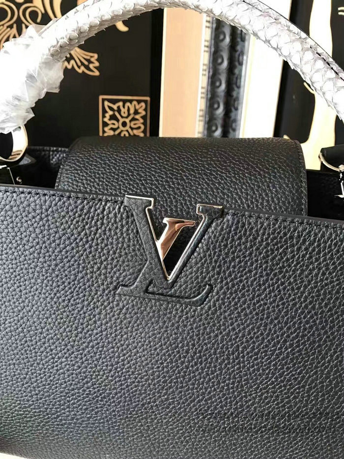 Louis Vuitton Taurillon Leather Capucines PM Black N92800