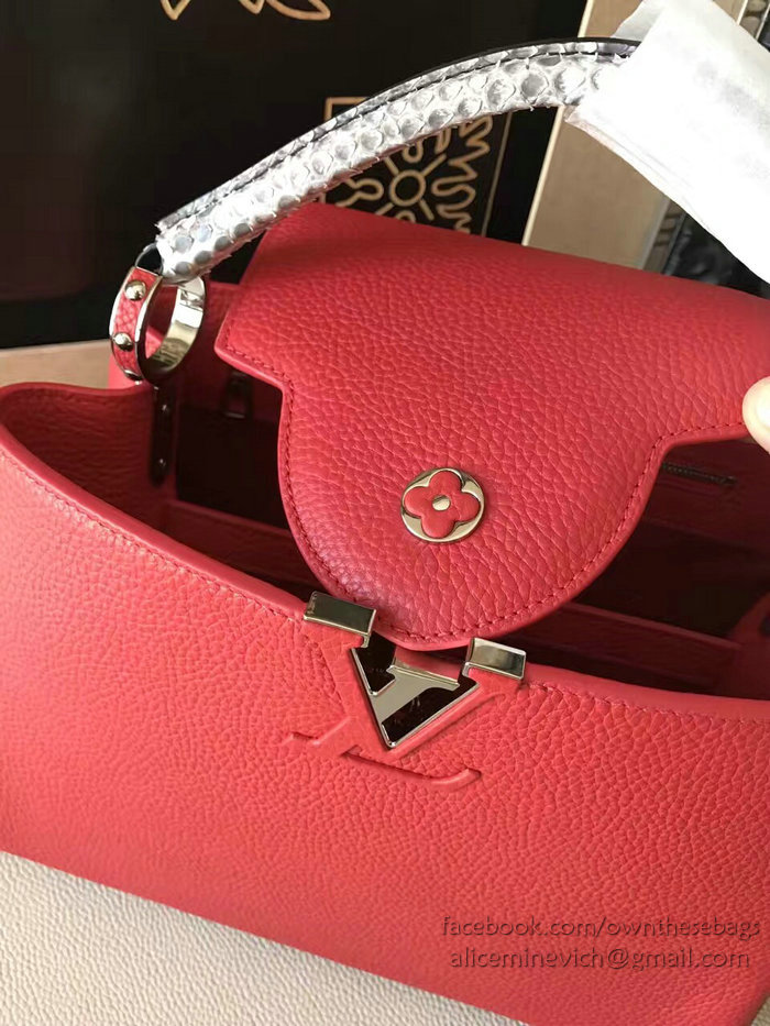 Louis Vuitton Taurillon Leather Capucines PM Red N92800