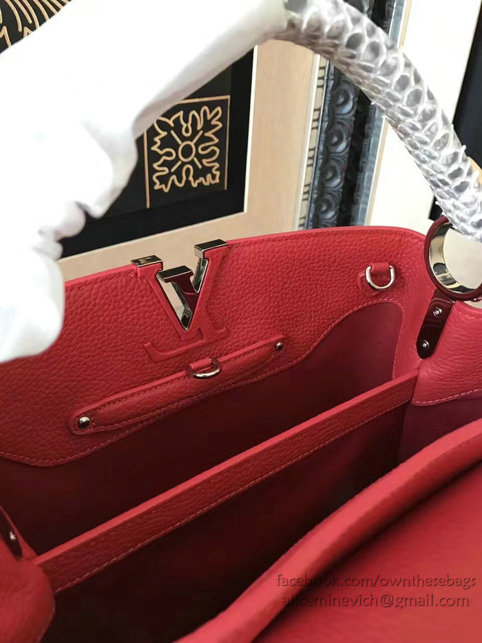 Louis Vuitton Taurillon Leather Capucines PM Red N92800